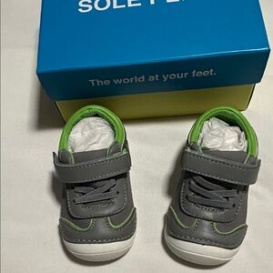 Gray and Green Sole Play Kids Shoes